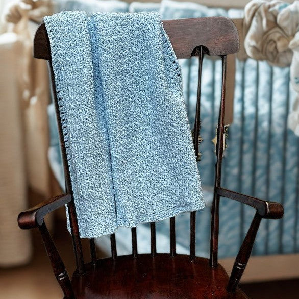 Handmade Crocheted Heirloom Blue Baby Blanket – Soft Knit Keepsake