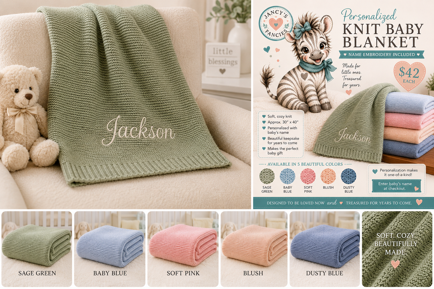 Personalized Knit Baby Blanket