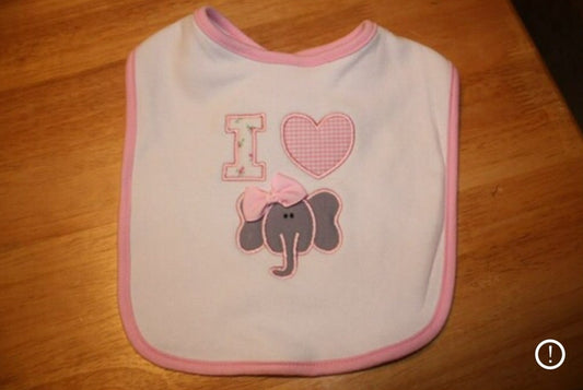 I Love Elephants Baby Bib