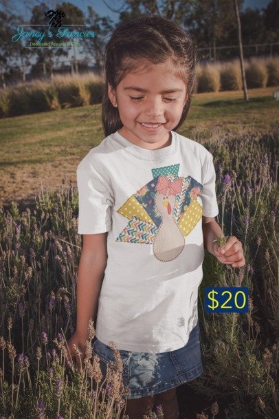 Children's White Short Sleeve Turkey  T-Shirt