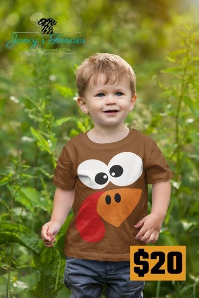 Toddler's Brown Short Sleeve Turkey T-Shirt