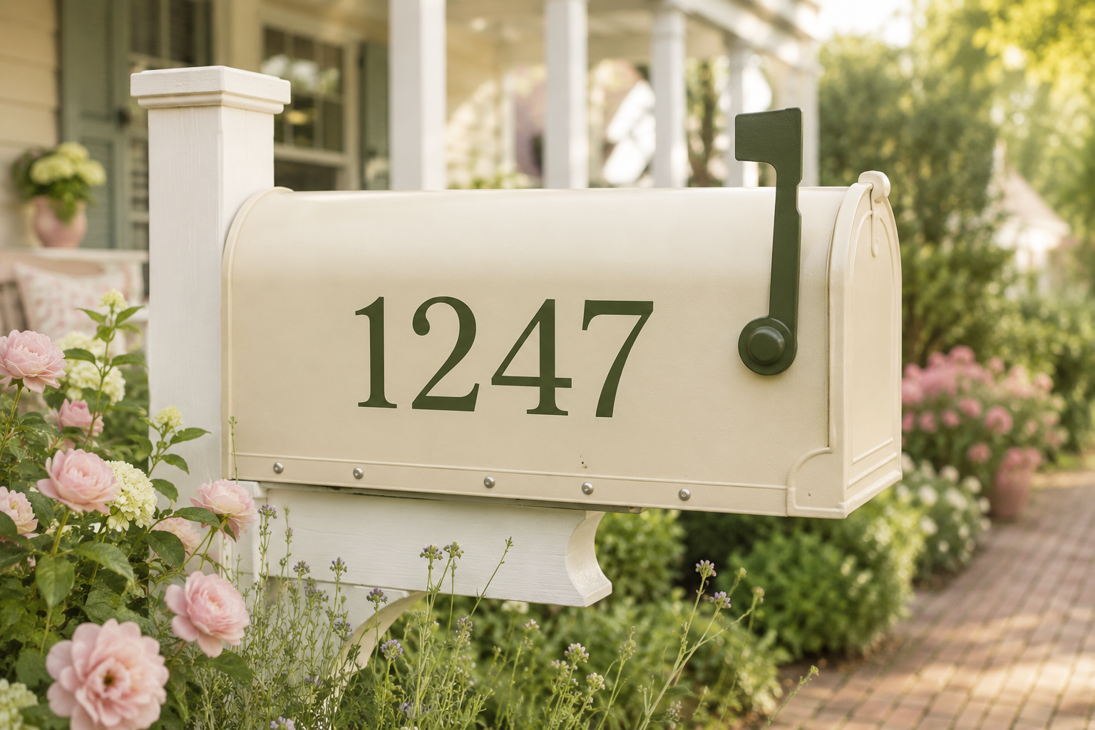 Custom vinyl mailbox address lettering